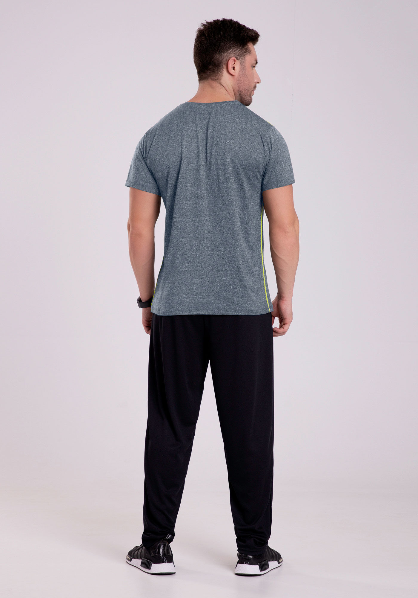 Camiseta Manga Curta com Detalhe Filete, MESCLA MEDIO, large.