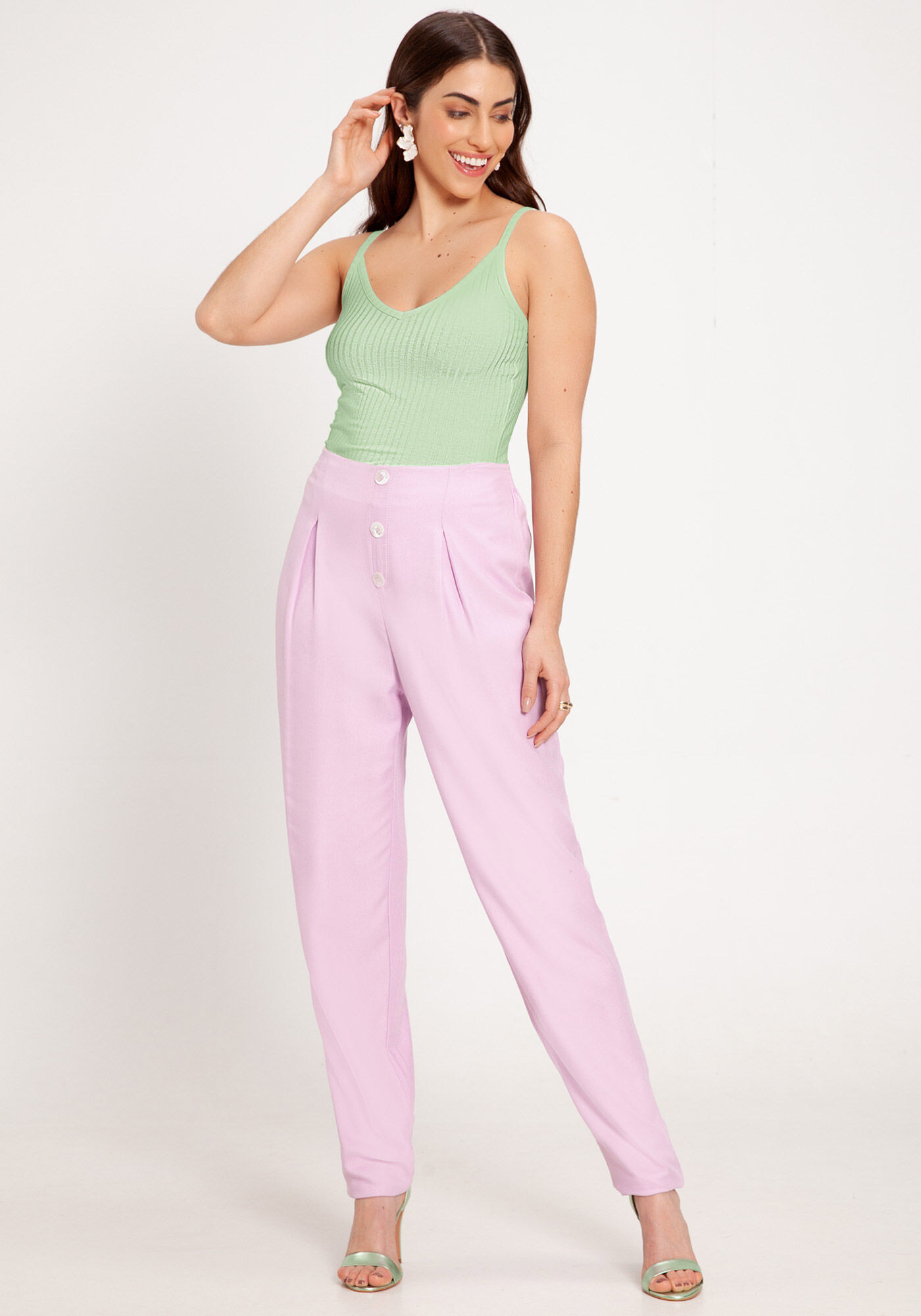 Blusa Regata B&aacute;sica De Al&ccedil;as Finas Em Malha Canelada, , large.