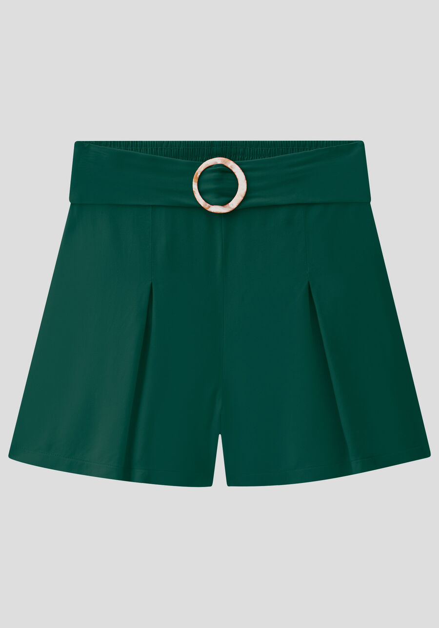 Shorts em Viscose com Pregas e Cinto, VERDE HARBOUR. Shorts em Viscose com Pregas e Cinto, VERDE HARBOUR, large.