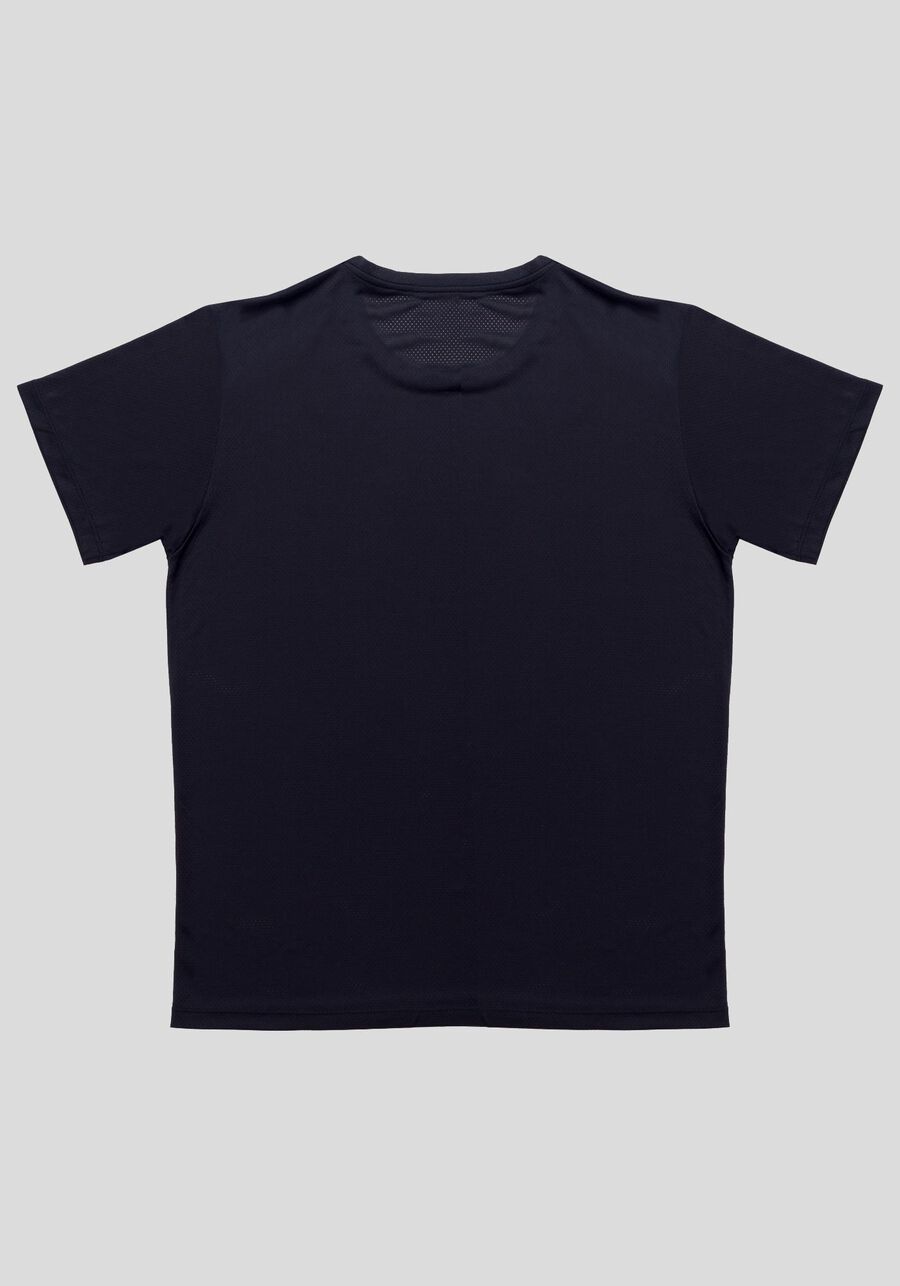 Camiseta Reta Básica De Mangas Curtas Em Malha De Poliamida, PRETO REATIVO. Camiseta Reta Básica De Mangas Curtas Em Malha De Poliamida, PRETO REATIVO, large.