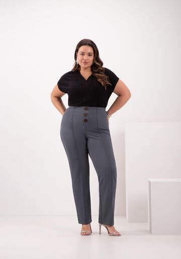 Blusa De Mangas Curtas Com Decote em V Plus Size, PRETO. Blusa De Mangas Curtas Com Decote em V Plus Size, PRETO, large.