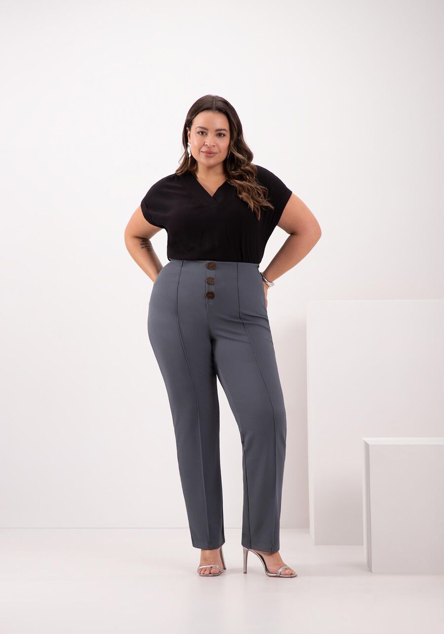 Blusa De Mangas Curtas Com Decote em V Plus Size, . Blusa De Mangas Curtas Com Decote em V Plus Size, , large.