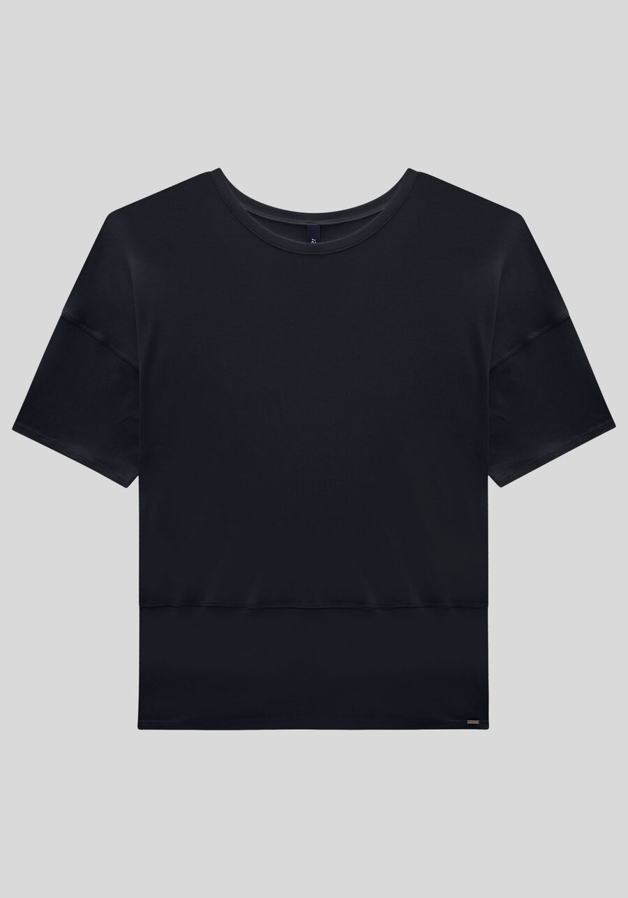 Blusa em Malha Viscose com Recorte Barra, . Blusa em Malha Viscose com Recorte Barra, , large.