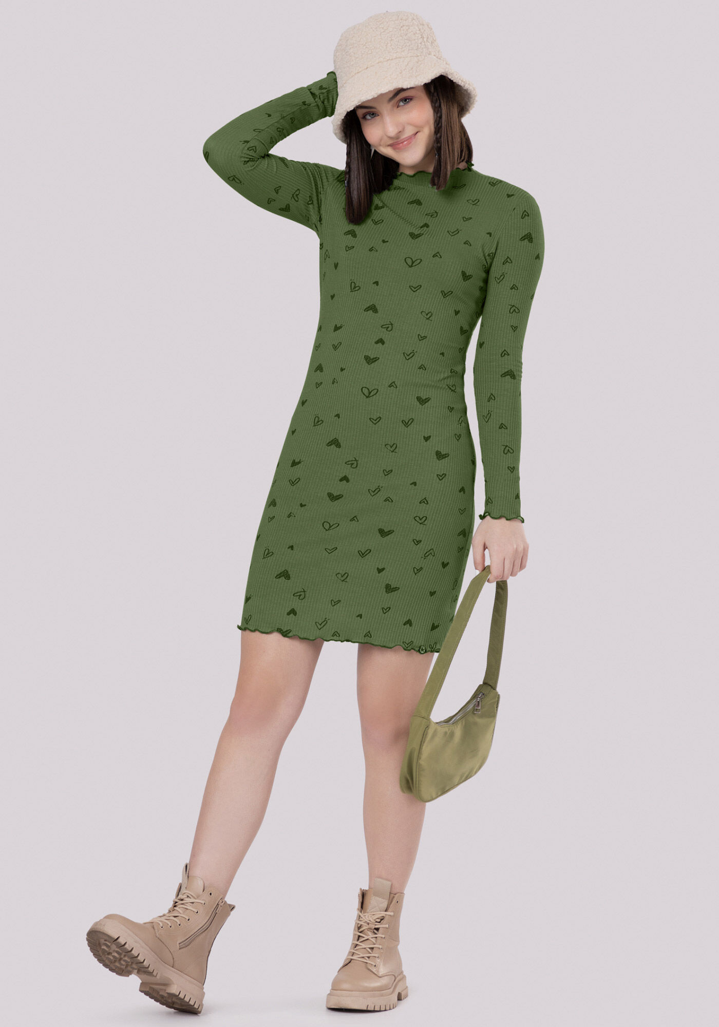 Vestido juvenil shop manga longa