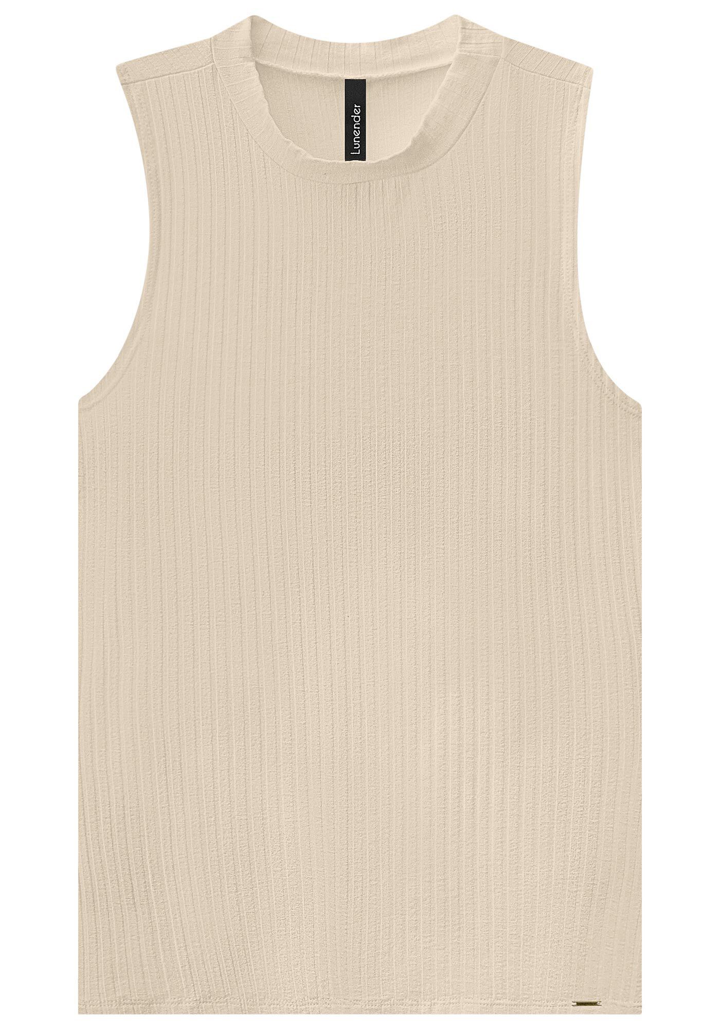 Blusa Regata B&aacute;sica Em Malha Canelada Respons&aacute;vel, BEGE SYSTEM, large.