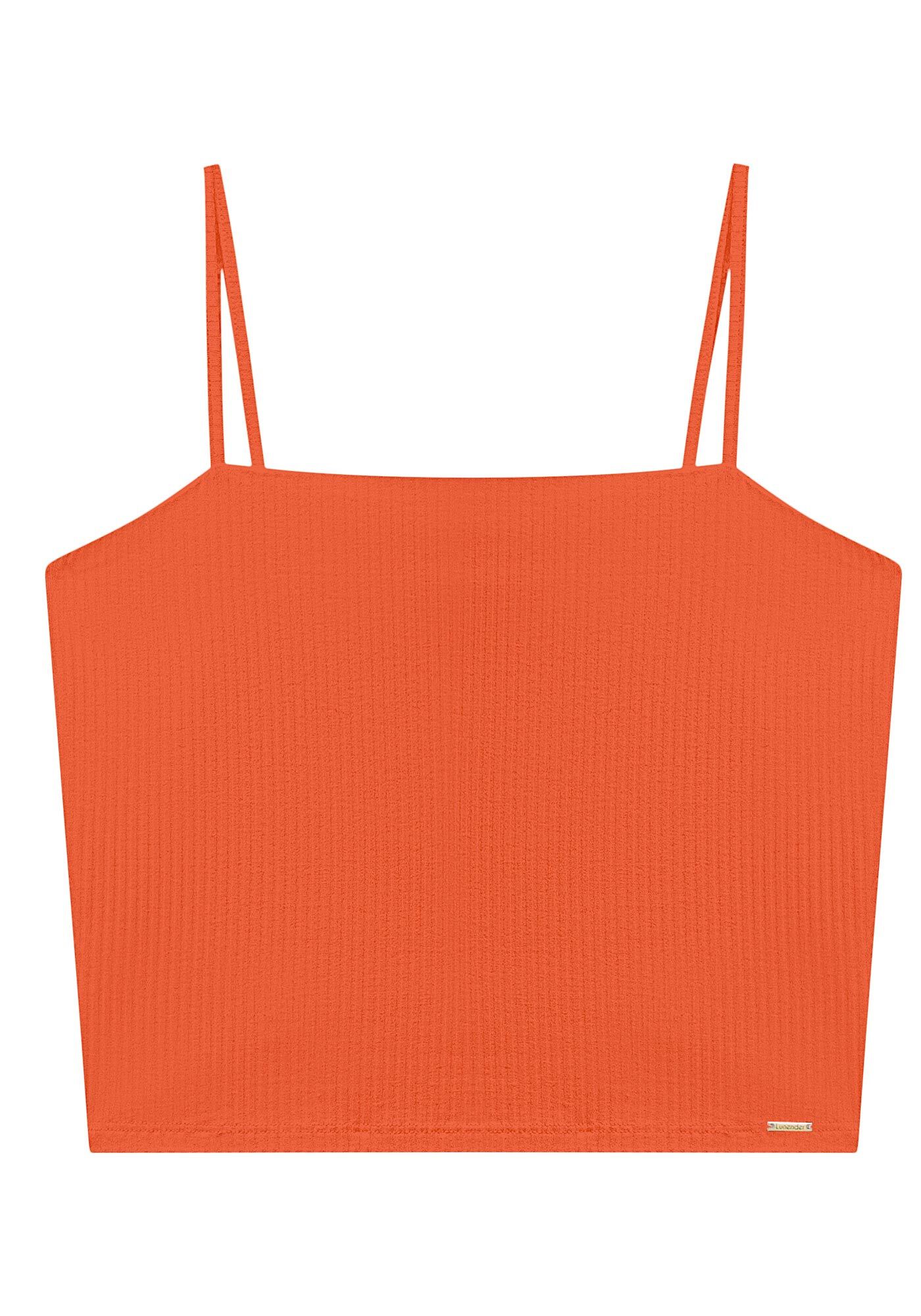 Blusa Regata Curta De Al&ccedil;as Finas Em Malha Canelada, , large.