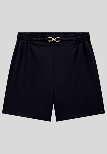 Shorts Plus Size Cintura Alta com Detalhe Cós, PRETO REATIVO, large.