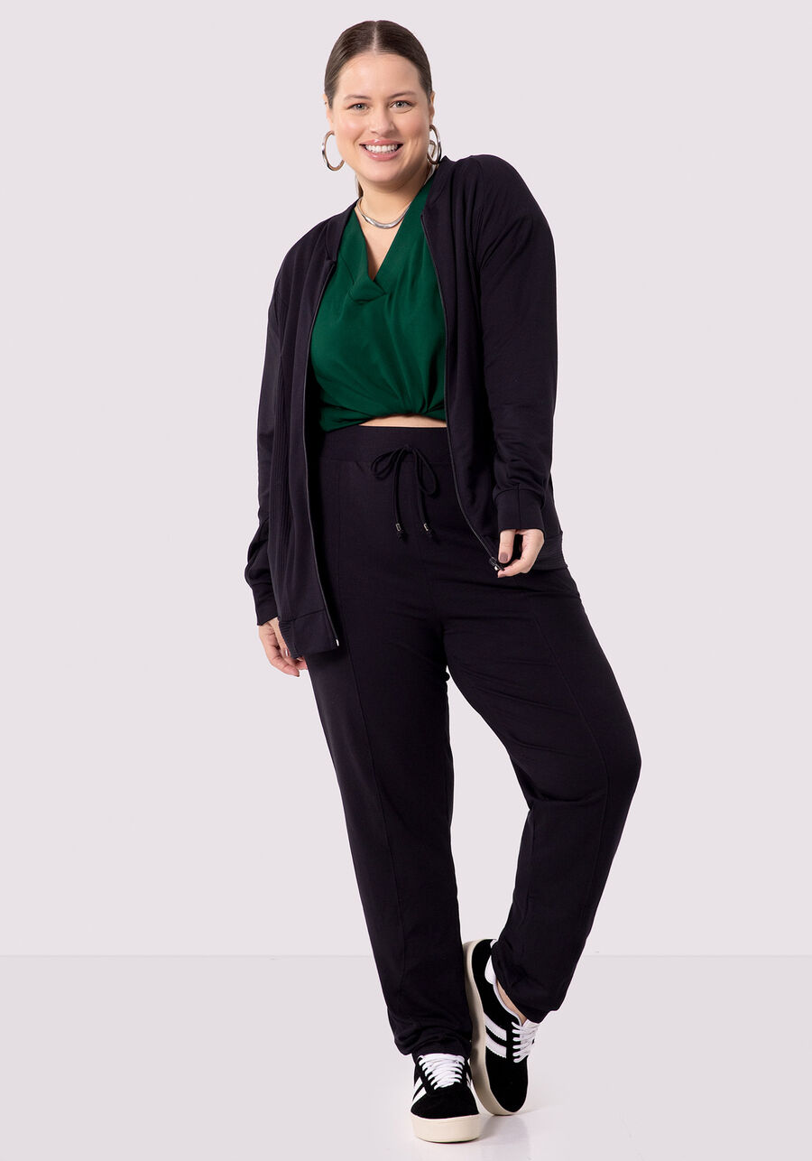 Jaqueta Plus Size em Moletom com Recortes, . Jaqueta Plus Size em Moletom com Recortes, , large.