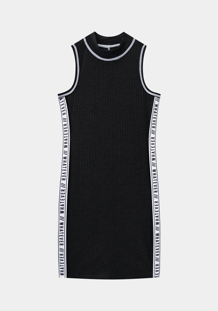 Vestido Regata Malha Canelado, PRETO REATIVO. Vestido Regata Malha Canelado, PRETO REATIVO, large.