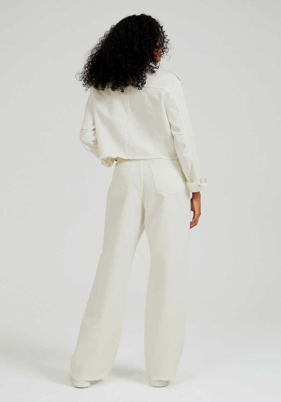 Calça Sarja Wide Leg com Cintura Alta, BRANCO OFF WHITE. Calça Sarja Wide Leg com Cintura Alta, BRANCO OFF WHITE, large.