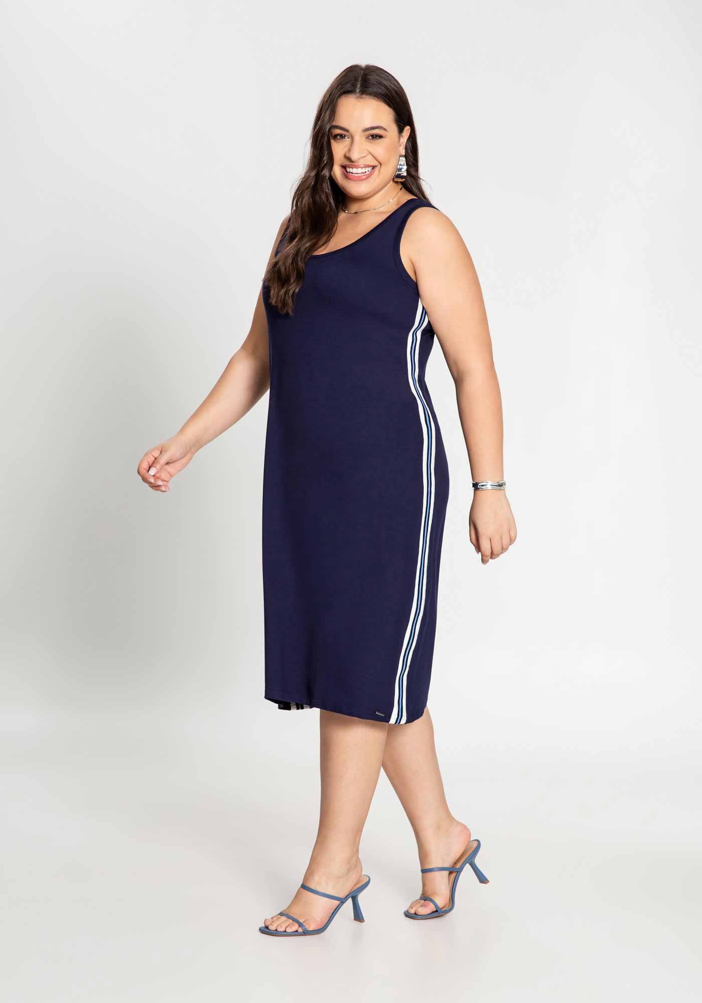 Vestido Plus Size Midi Moletom Viscose, , large.