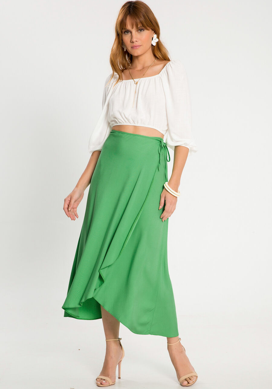 Saia Midi em Viscose Transpassada, . Saia Midi em Viscose Transpassada, , large.