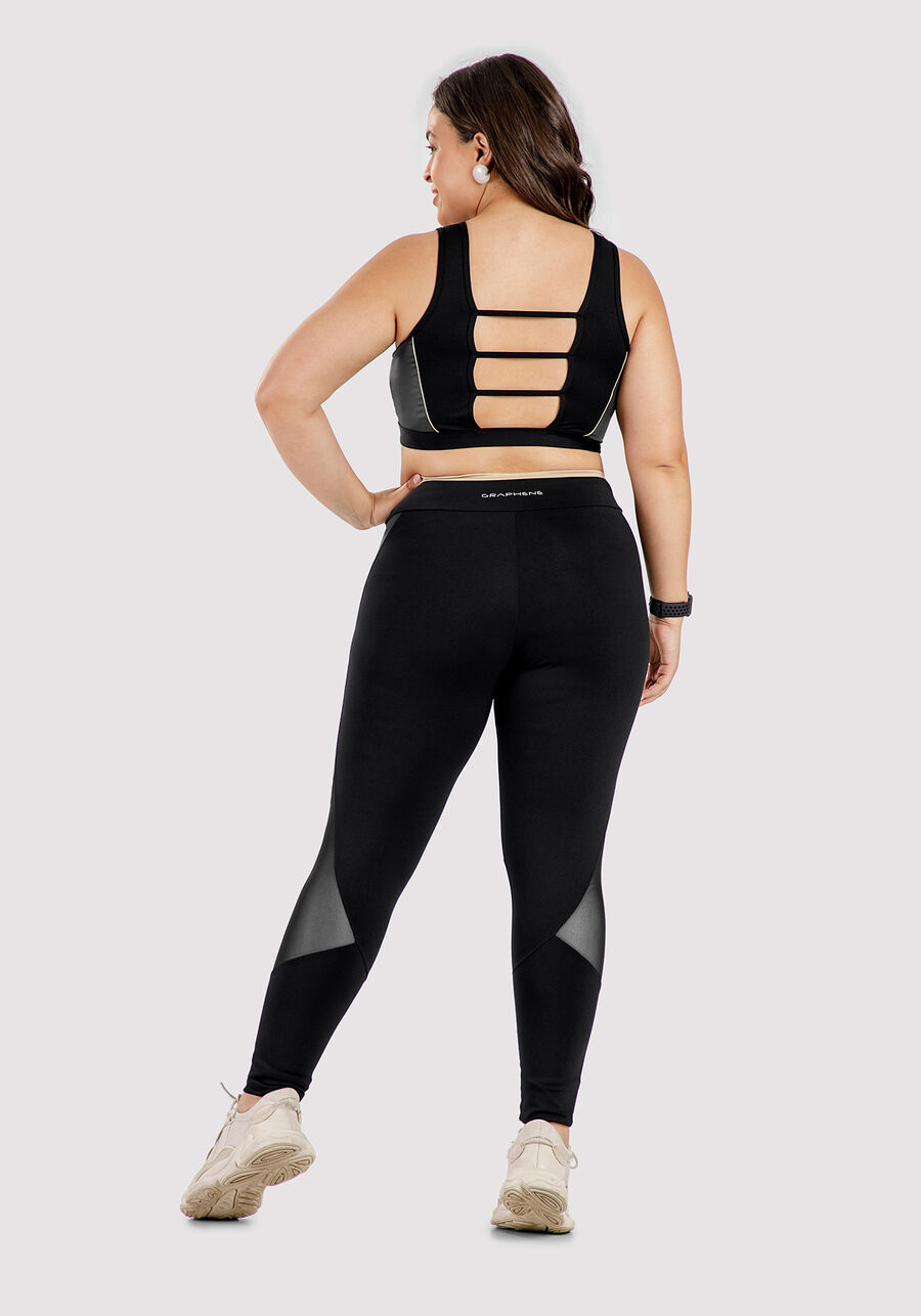 Calça Legging com Recorte Cirrê e Tule, . Calça Legging com Recorte Cirrê e Tule, , large.