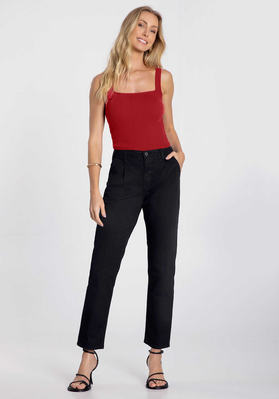 Blusa Cropped em Tricô com Decote Quadrado, VERMELHO POMME. Blusa Cropped em Tricô com Decote Quadrado, VERMELHO POMME, large.