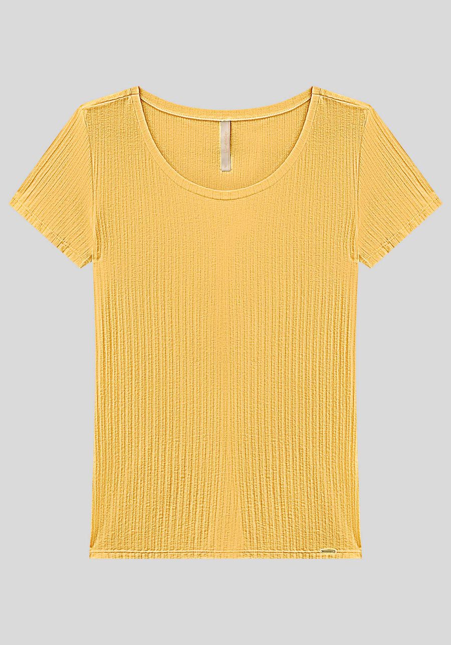Blusa Em Malha Canelada Com Mangas Curtas E Decote Redondo, . Blusa Em Malha Canelada Com Mangas Curtas E Decote Redondo, , large.