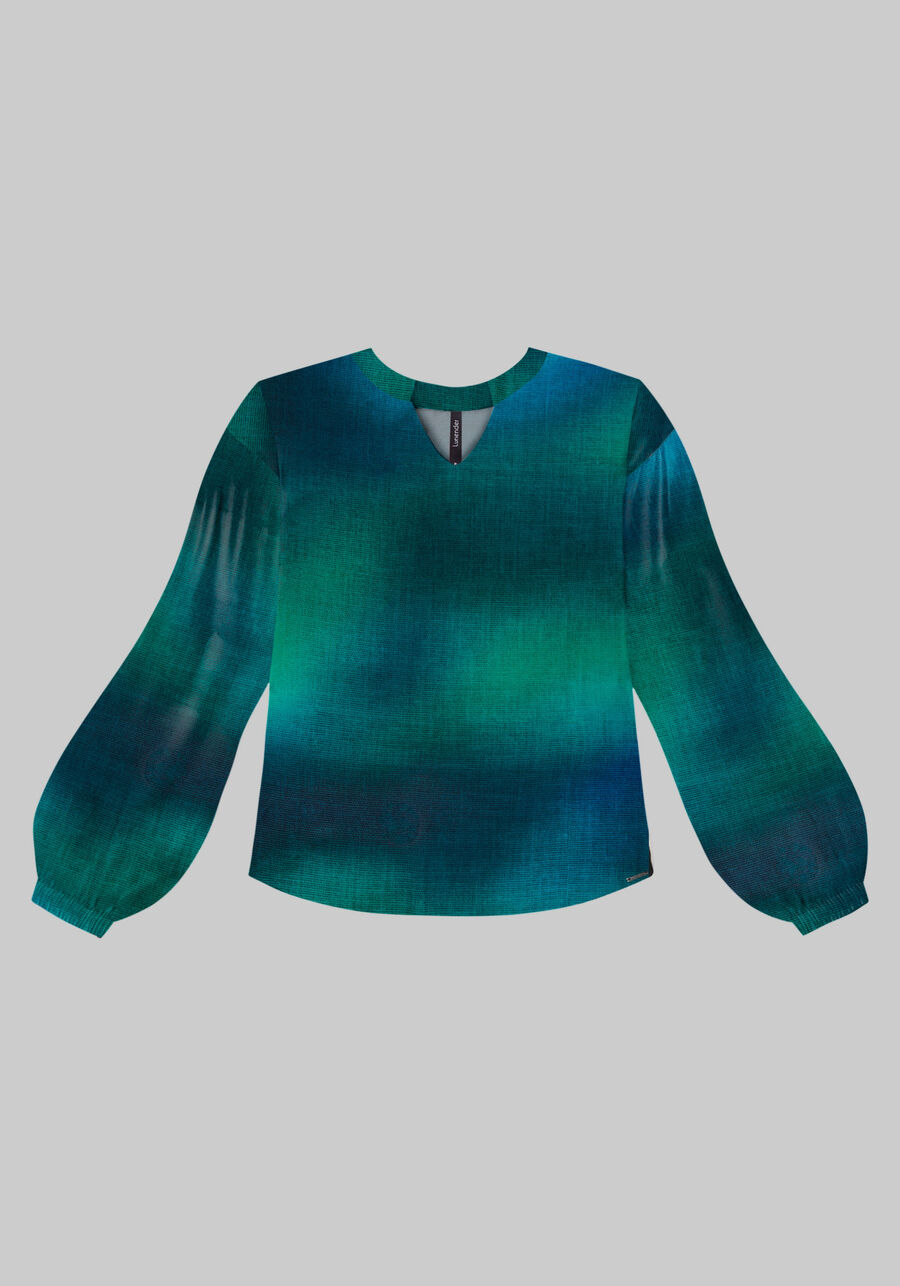 Blusa Manga Longa Bufante em Viscose Estampada, . Blusa Manga Longa Bufante em Viscose Estampada, , large.