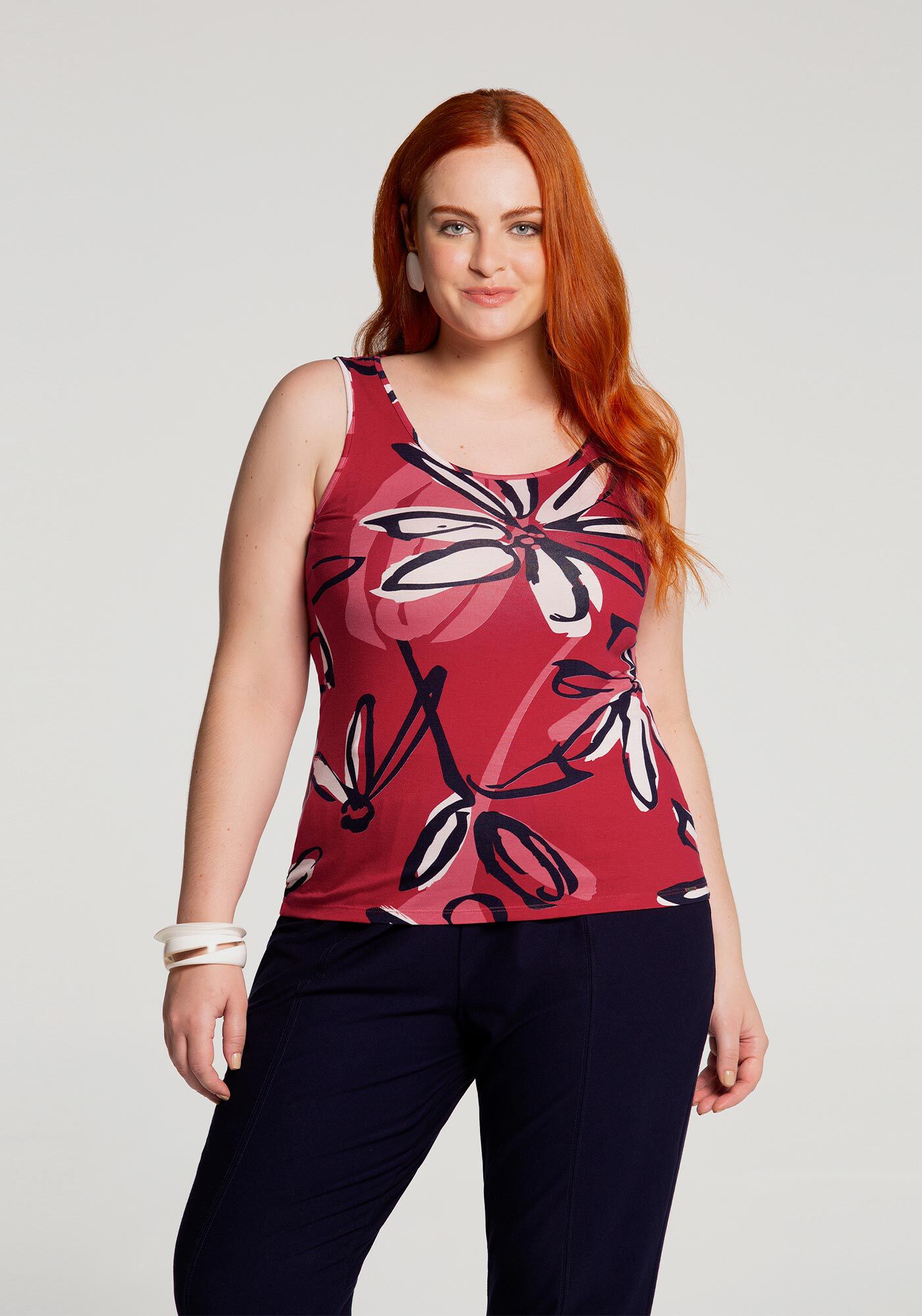 Regata Plus Size Estampada Malha Viscose Lunender