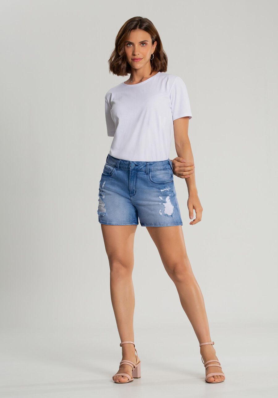 Shorts Jeans Cintura Média Destroyed, . Shorts Jeans Cintura Média Destroyed, , large.