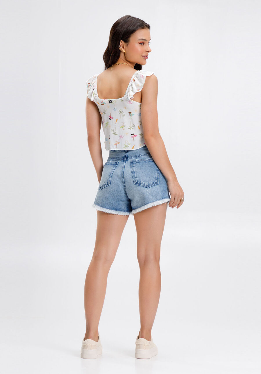 Shorts Jeans Juvenil Com Cintura Média E Bordados Laterais, . Shorts Jeans Juvenil Com Cintura Média E Bordados Laterais, , large.