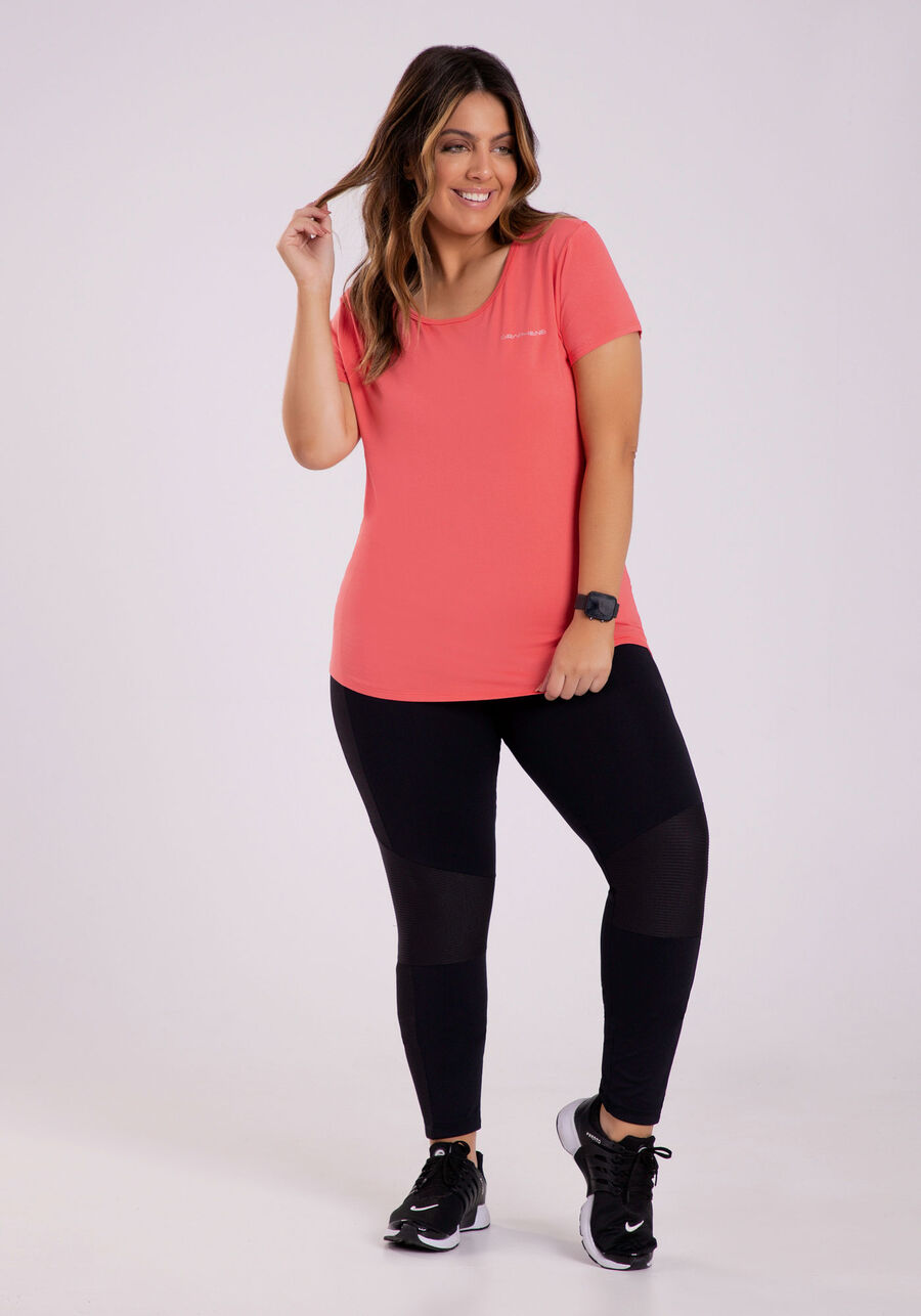 Blusa em Malha Viscose com Recorte Costas, SALMAO LOBSTER. Blusa em Malha Viscose com Recorte Costas, SALMAO LOBSTER, large.