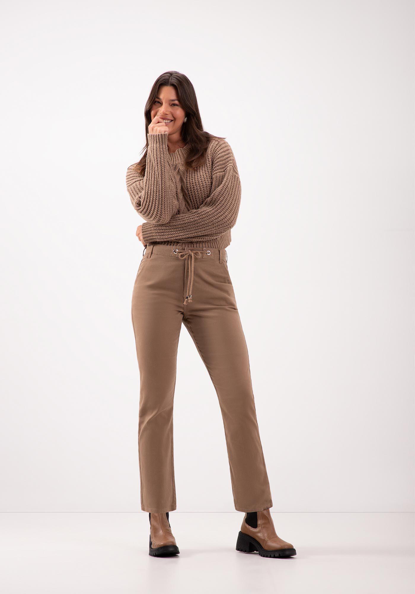 Blus&atilde;o Curto De Tric&ocirc; Com Gola Alta E Mangas Longas, VERDE, large.