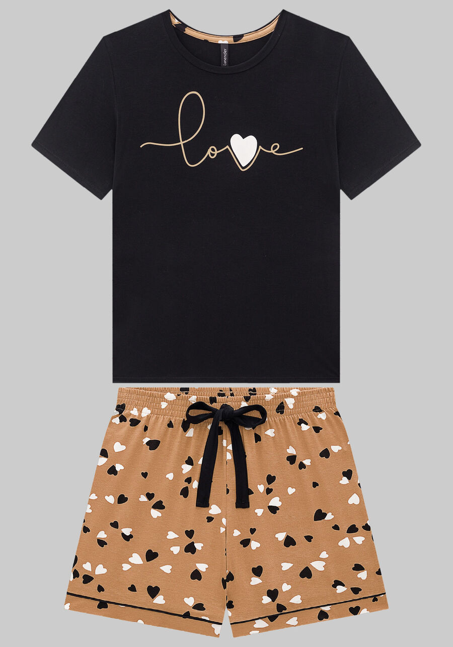 Pijama em Malha Viscose com Blusa e Shorts, . Pijama em Malha Viscose com Blusa e Shorts, , large.