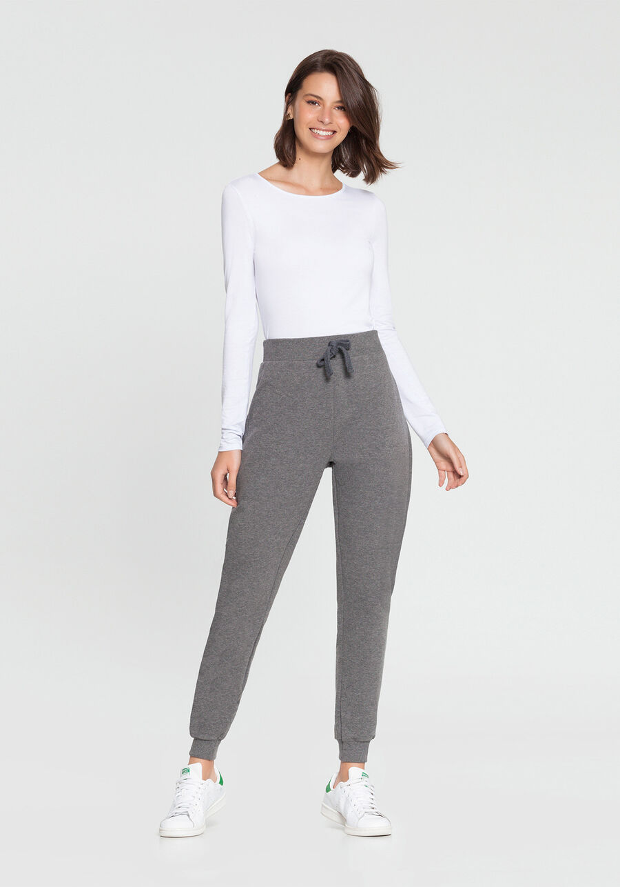 Calça Jogging Com Cadarço Em Malha De Moletom Felpado, . Calça Jogging Com Cadarço Em Malha De Moletom Felpado, , large.