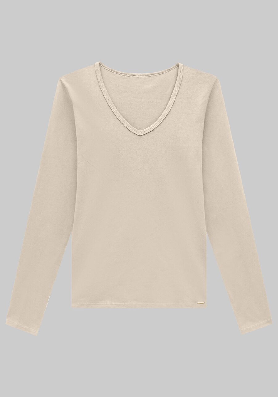 Blusa Manga Longa Básica em Malha com Decote V, . Blusa Manga Longa Básica em Malha com Decote V, , large.