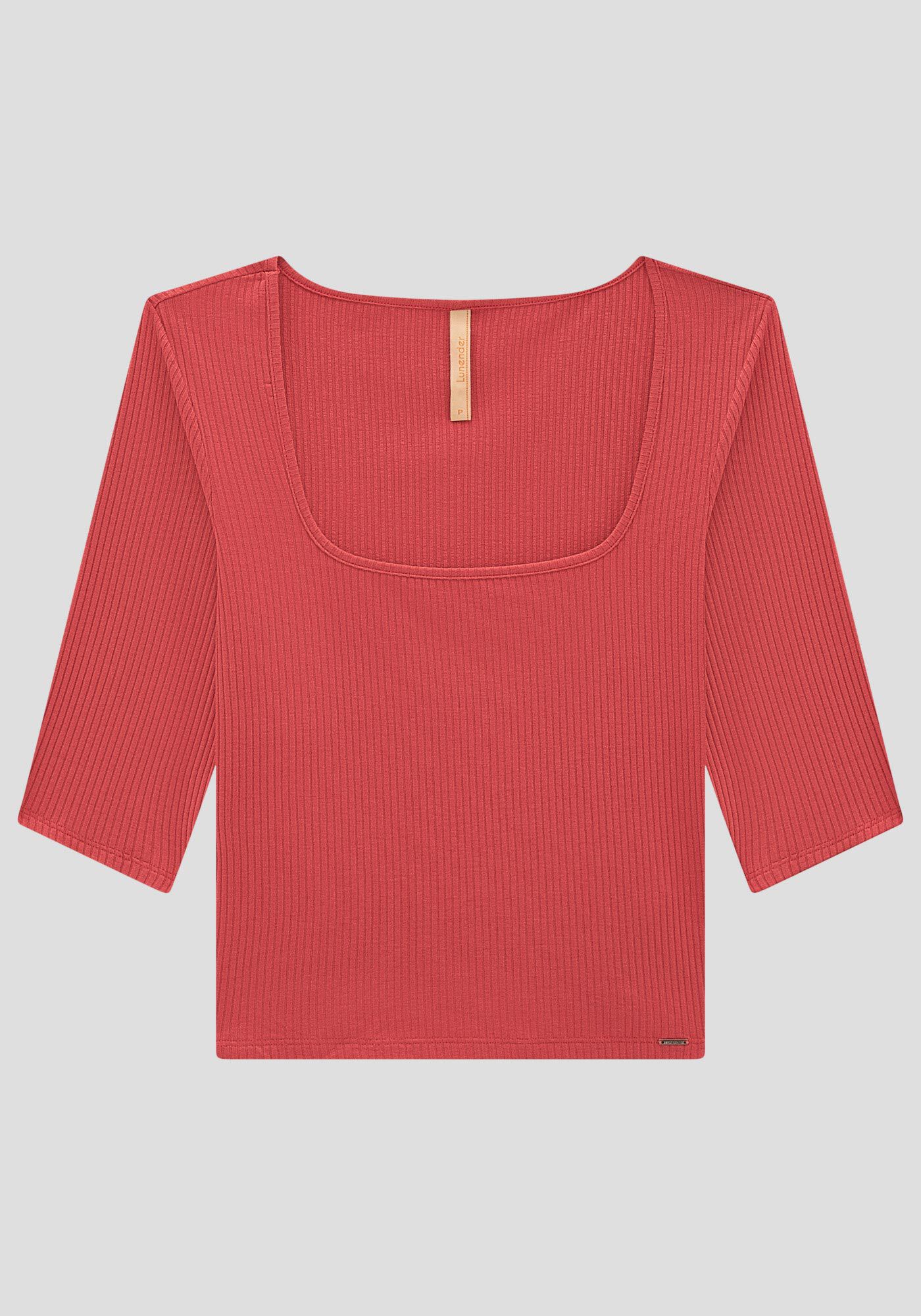 Blusa Cropped Canelada com Manga 3/4, , large.