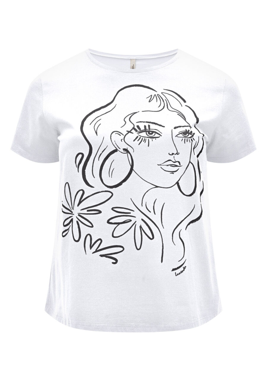 Blusa T-shirt Acinturada Mangas Curtas Com Estampa Frontal, . Blusa T-shirt Acinturada Mangas Curtas Com Estampa Frontal, , large.