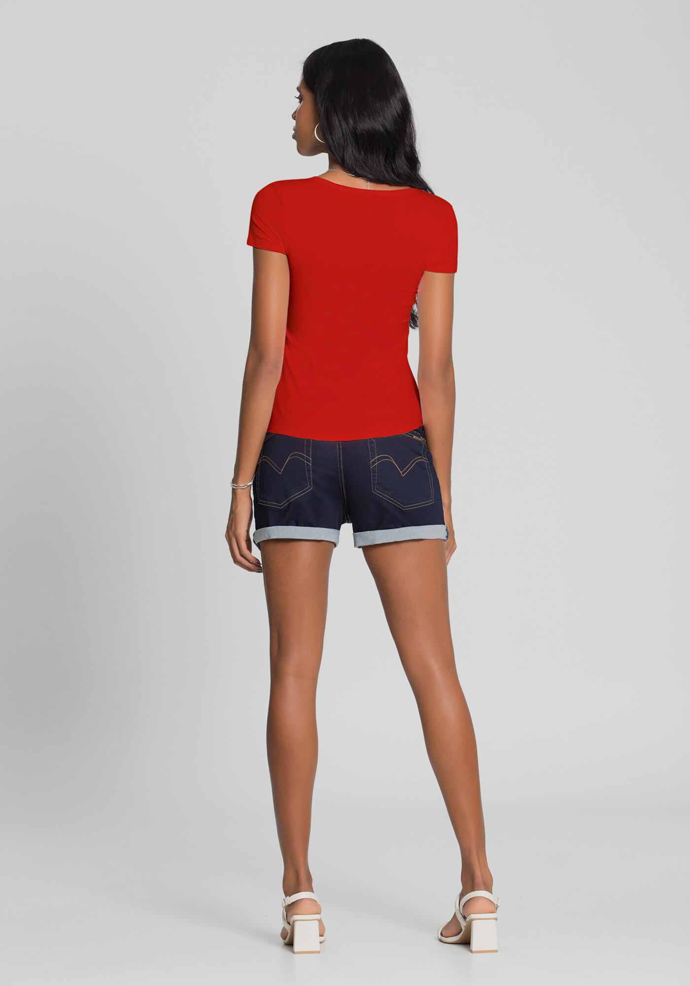 Blusa B&aacute;sica em Malha Viscose com Bolso, , large.