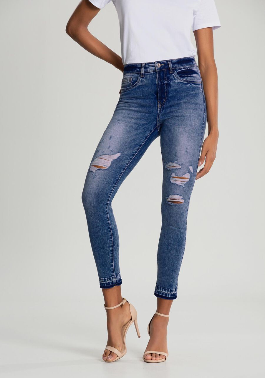 Calça Jeans Skinny Cropped Chapa Barriga, JEANS. Calça Jeans Skinny Cropped Chapa Barriga, JEANS, large.