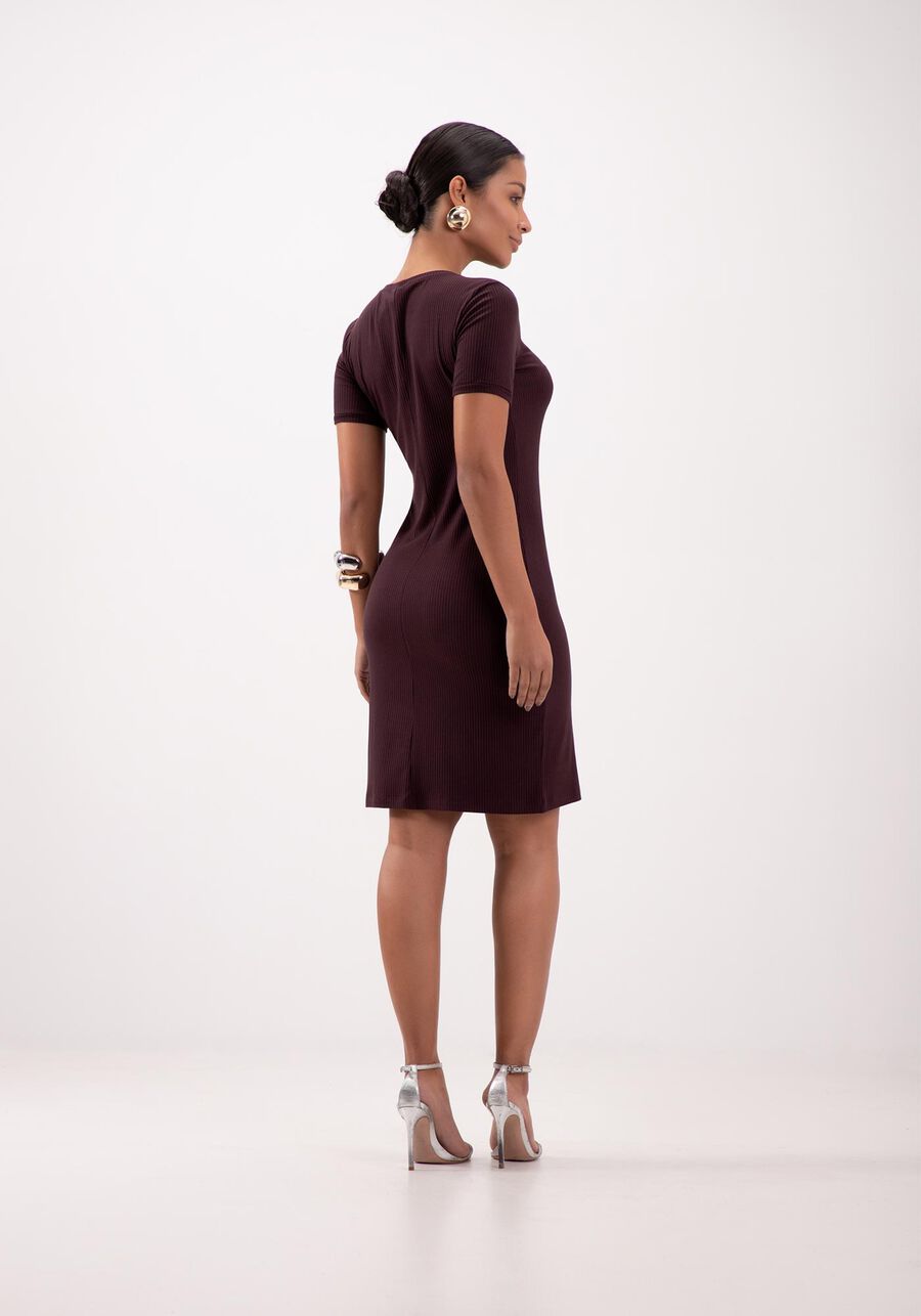 Vestido Curto Canelado Básico De Mangas Curtas Em Malha, . Vestido Curto Canelado Básico De Mangas Curtas Em Malha, , large.