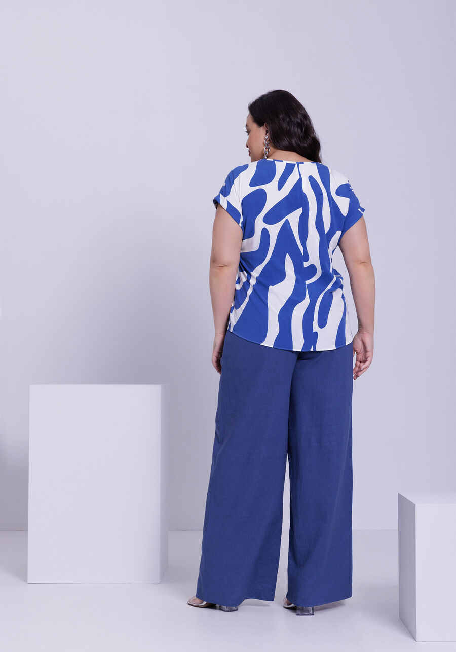 Calça Wide Leg Plus Size em Tecido Linho com Cinto, MARINHO STELLA. Calça Wide Leg Plus Size em Tecido Linho com Cinto, MARINHO STELLA, large.