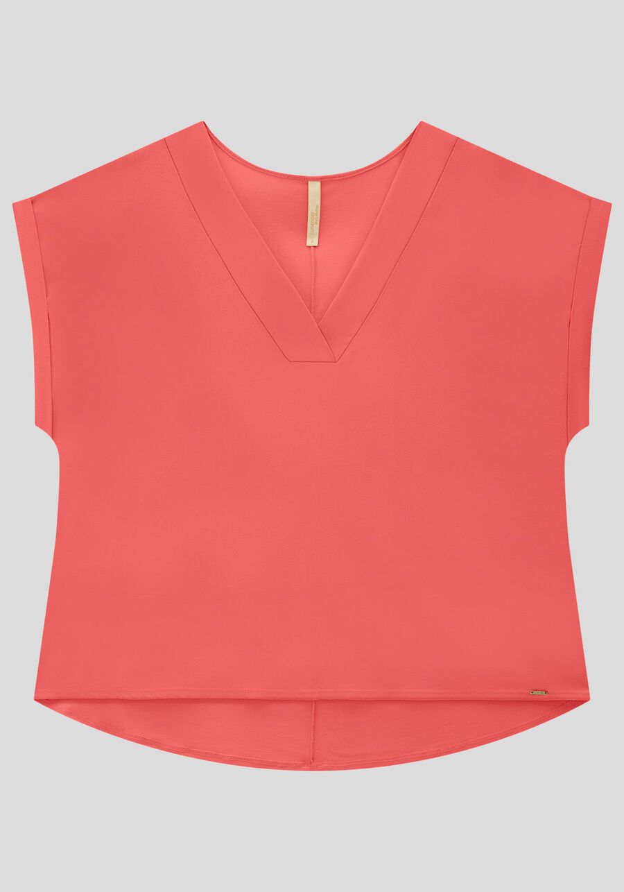 Blusa Plus Size em Malha e Viscose com Decote V, . Blusa Plus Size em Malha e Viscose com Decote V, , large.