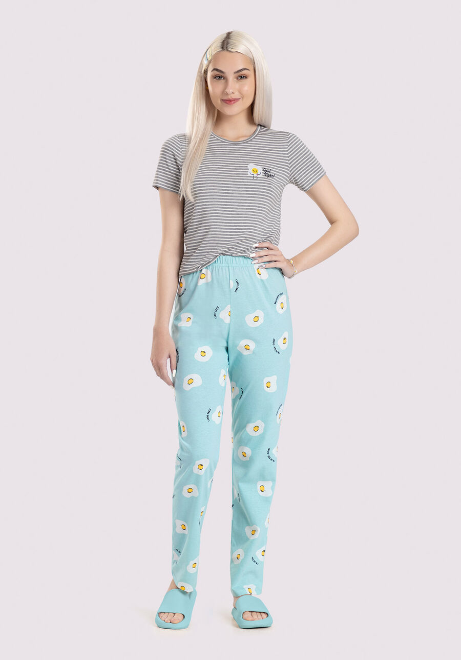 Pijama Juvenil Estampado com Blusa e Calça, , large.