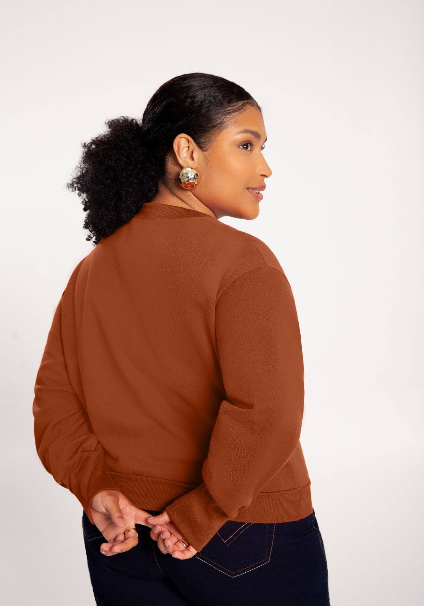 Blus&atilde;o B&aacute;sico Plus Size Em Moletom Felpado De Algod&atilde;o, , large.