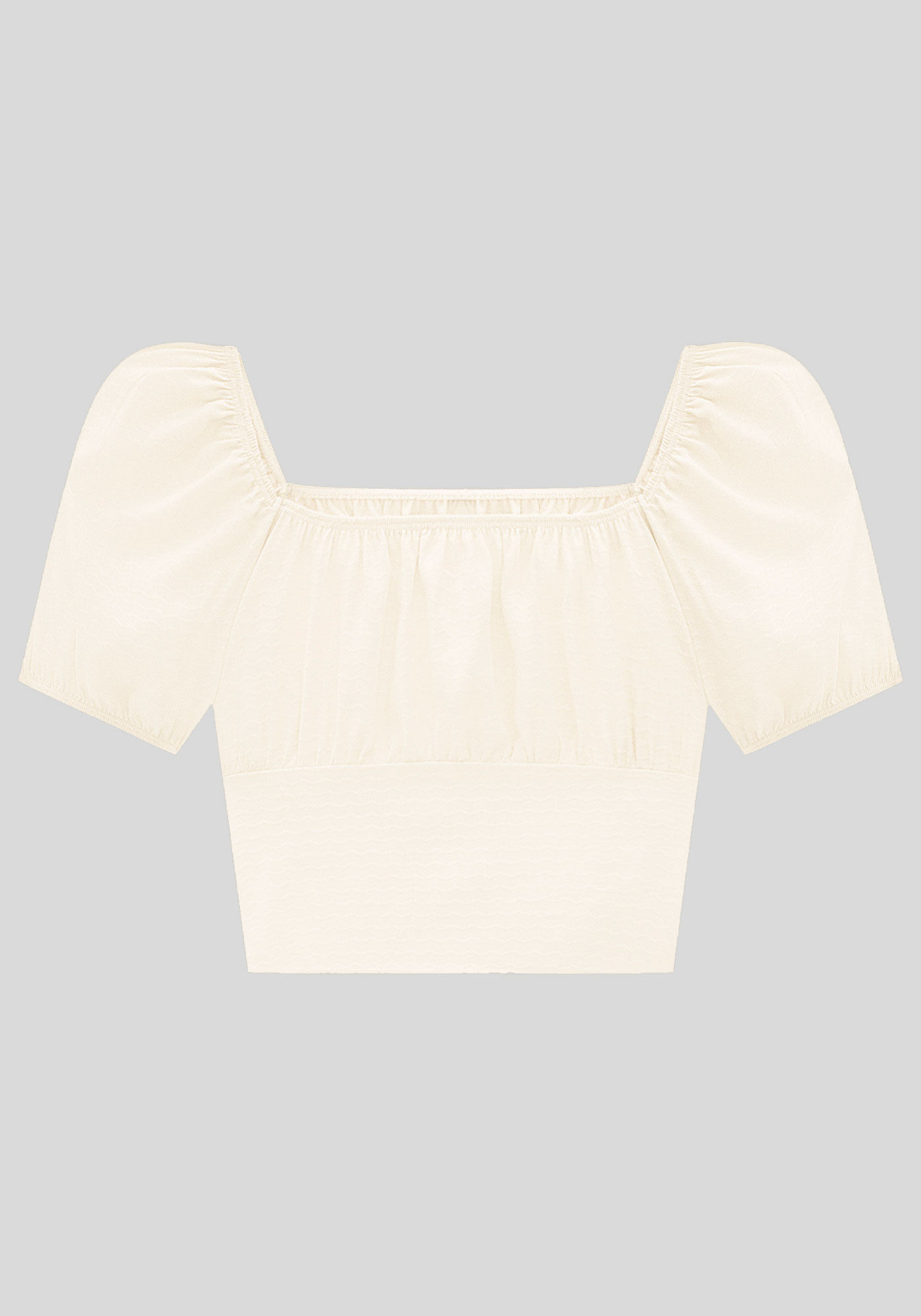 Blusa Juvenil Franzida com Recorte Costas, BRANCO OFF WHITE, large.