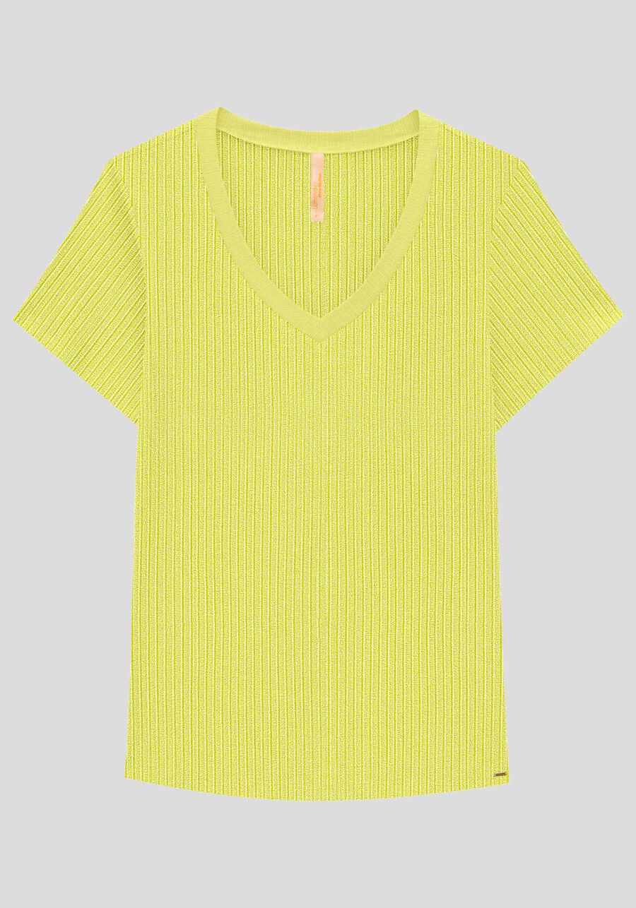 Blusa Básica Em Malha Canelada Com Mangas Curtas E Decote V, . Blusa Básica Em Malha Canelada Com Mangas Curtas E Decote V, , large.