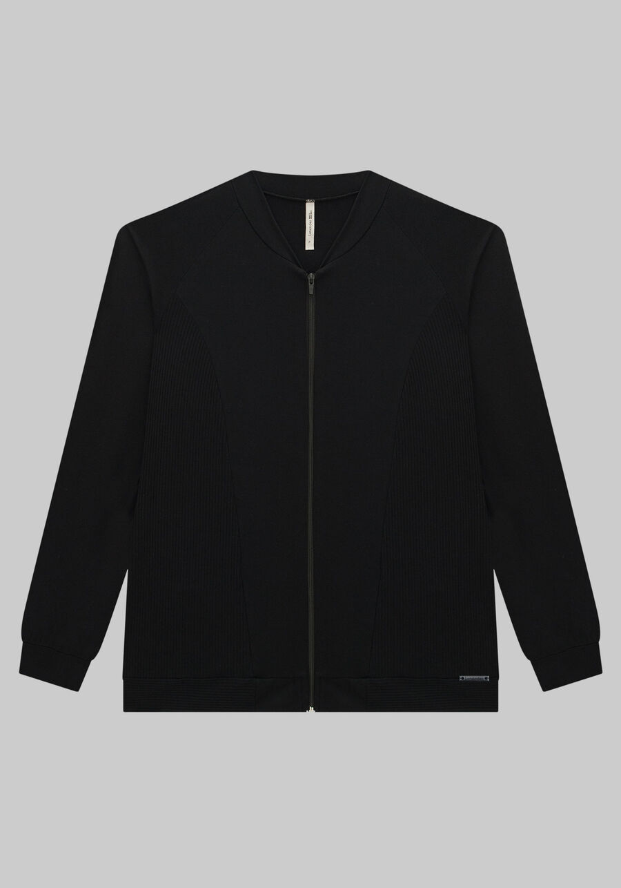 Jaqueta Plus Size em Moletom com Recortes, . Jaqueta Plus Size em Moletom com Recortes, , large.