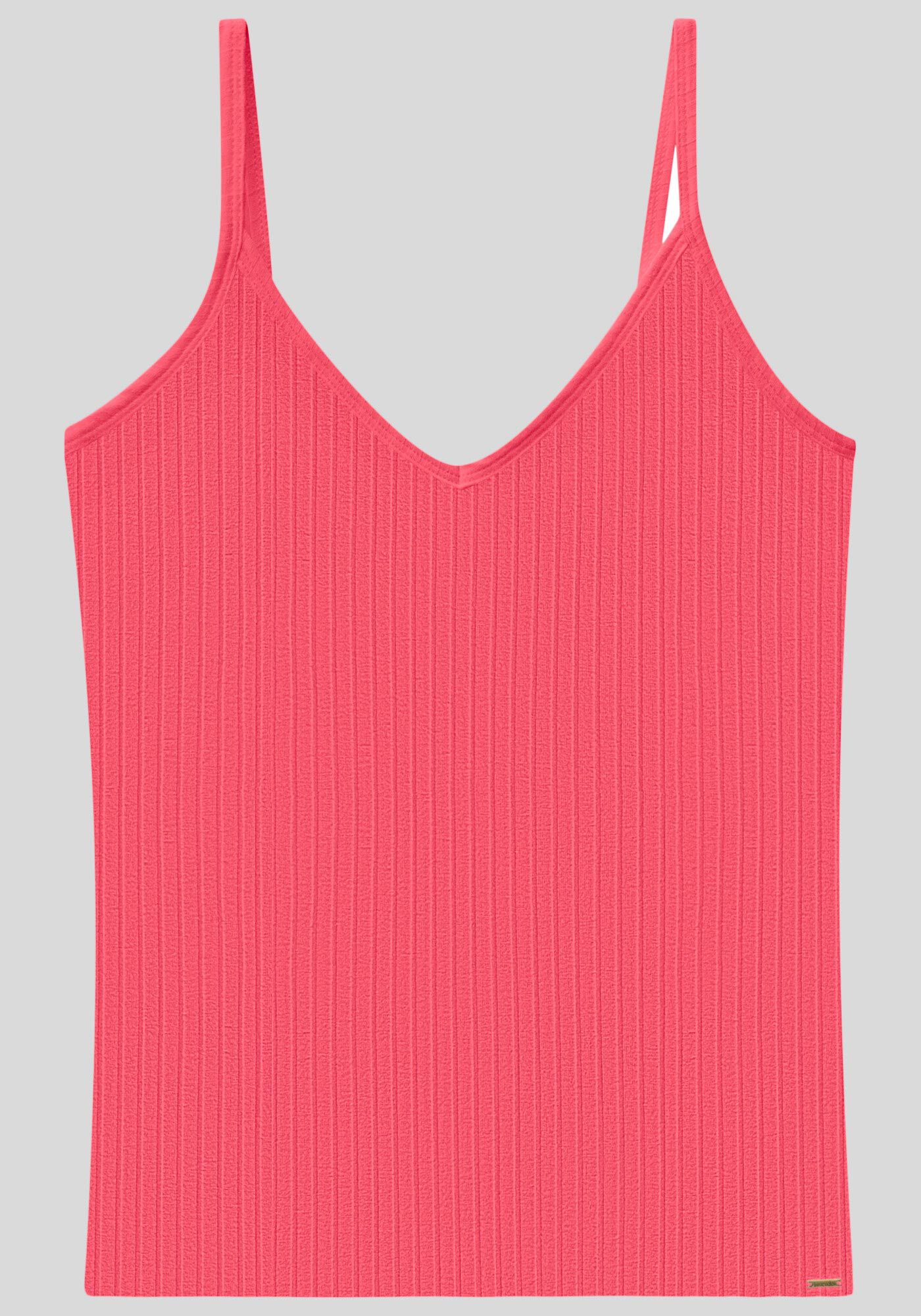 Blusa Regata B&aacute;sica De Al&ccedil;as Finas Em Malha Canelada, , large.