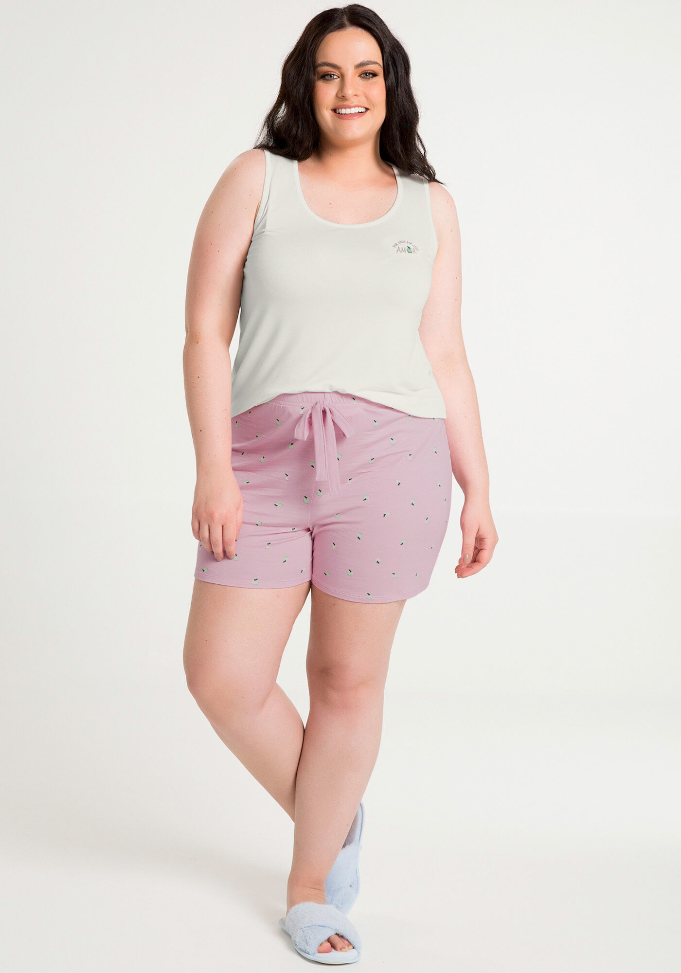 Pijama curto 2025 plus size