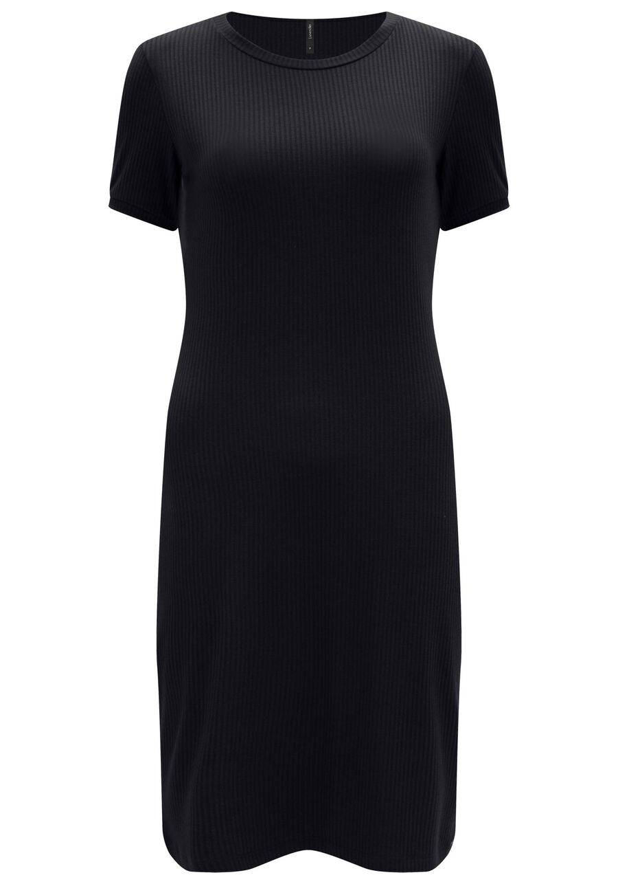 Vestido Curto Canelado Básico De Mangas Curtas Em Malha, . Vestido Curto Canelado Básico De Mangas Curtas Em Malha, , large.