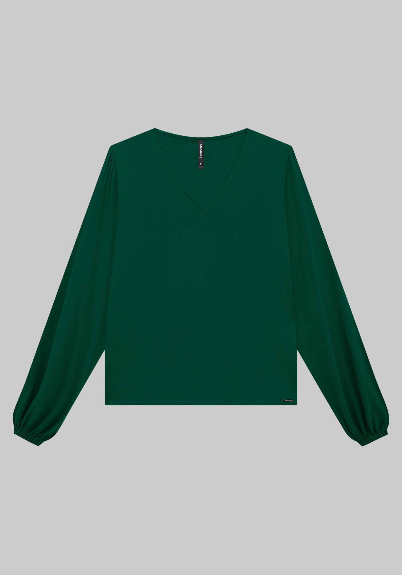 Blusa Manga Bufante em Malha Texturizada, VERDE ARABESQUE, large.