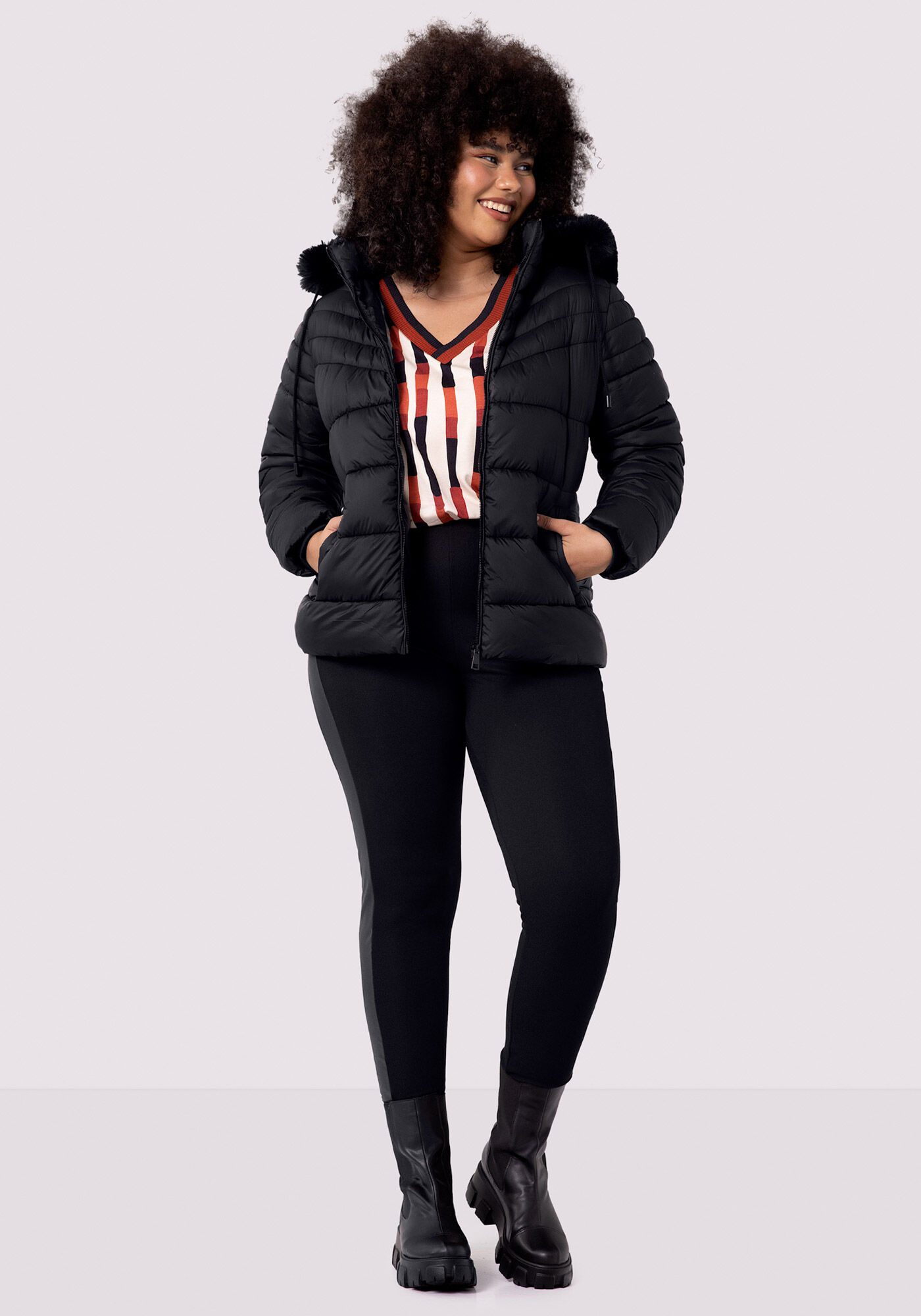 Jaqueta Puffer com Capuz Remov&iacute;vel Pelo, , large.