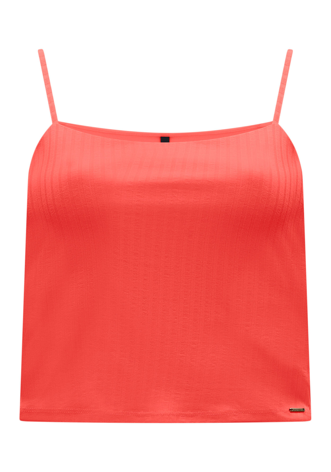 Blusa Regata Curta De Al&ccedil;as Finas Em Malha Canelada, , large.