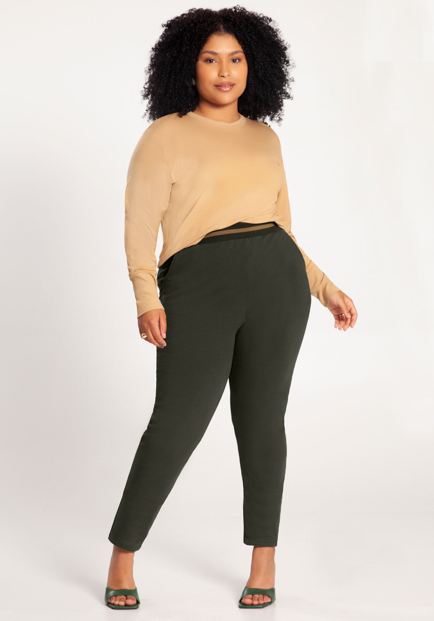 Calça malha plus size best sale