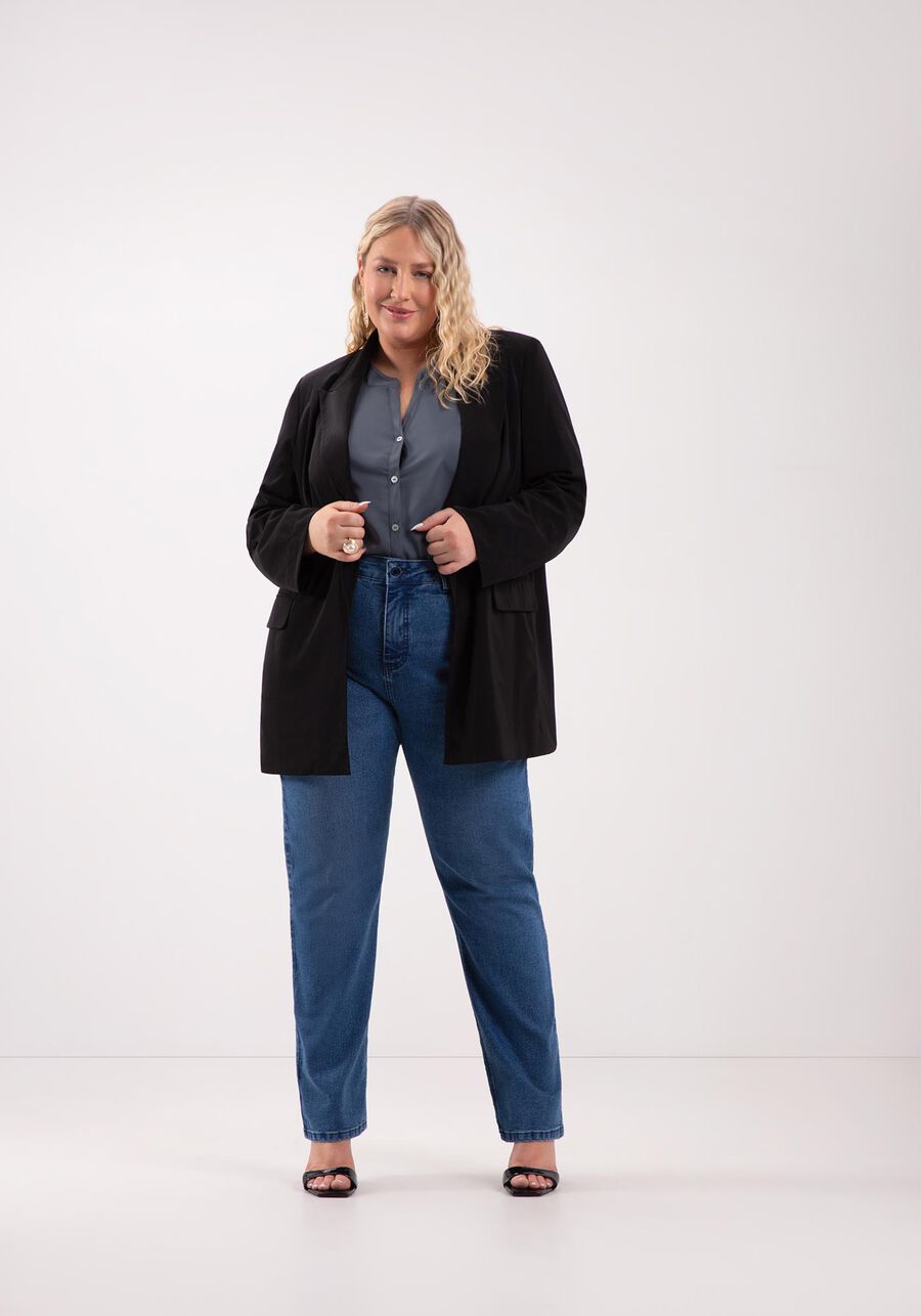 Calça Jeans Reta Plus Size Com Cintura Alta Chapa Barriga, . Calça Jeans Reta Plus Size Com Cintura Alta Chapa Barriga, , large.