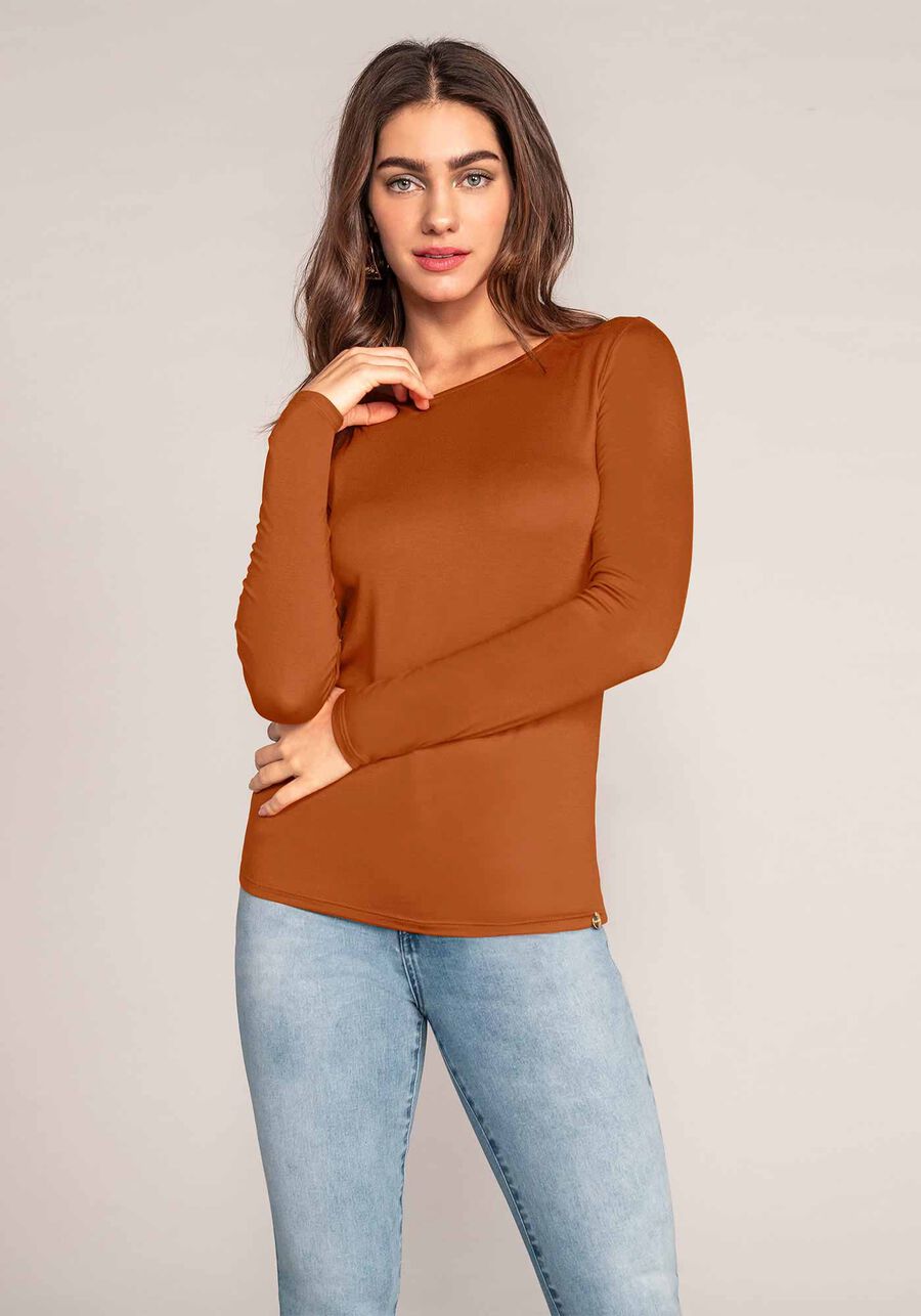 Blusa Básica De Mangas Longas Em Malha Com Elastano, . Blusa Básica De Mangas Longas Em Malha Com Elastano, , large.