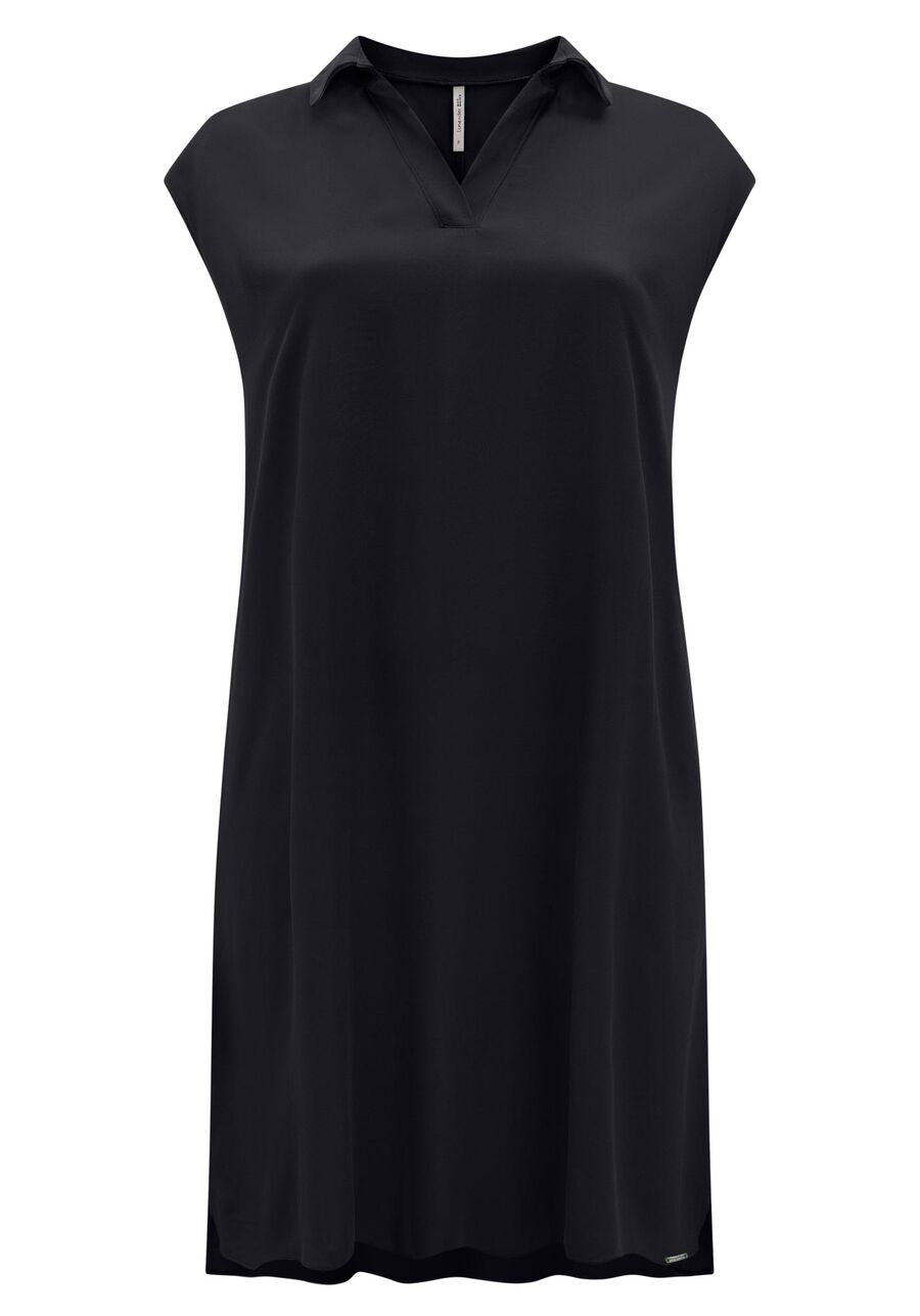 Vestido Curto Com Decote V E Gola Camisa Em Viscose, . Vestido Curto Com Decote V E Gola Camisa Em Viscose, , large.